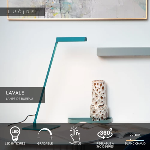 Lucide LAVALE - Lampe de bureau - LED Dim. - 1x3W 2700K - Turquoise - USP